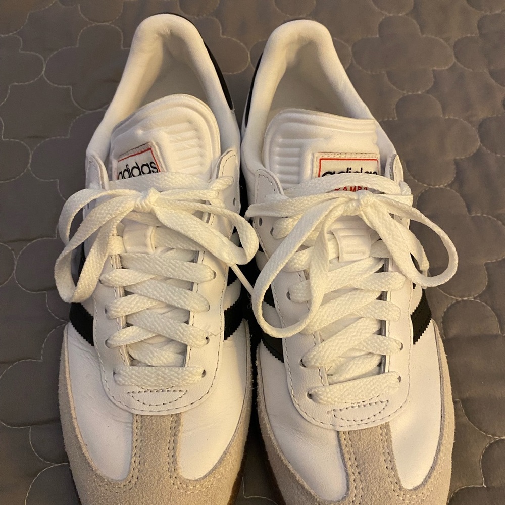 SAMBAS! Adidas! Worn ONCE!  White and Black Athletic Shoes